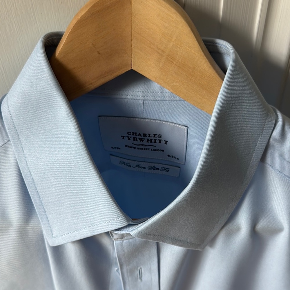 Charles Tyrwhitt Blue Dress Shirt Slim Fit Non-iron